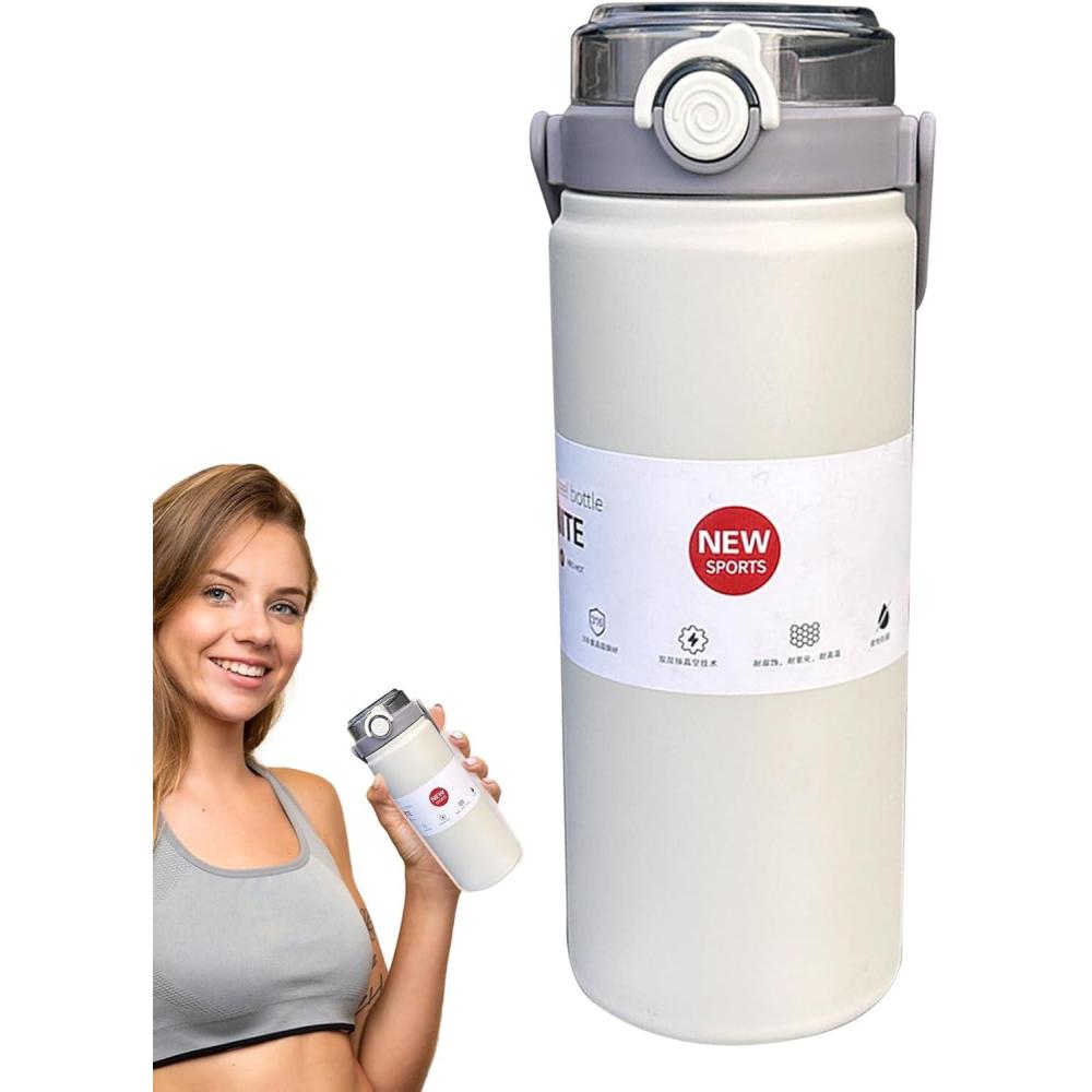 image:imageGourde Isotherme pour Boisson FroideGourde Sportive Rutilisable Theros AntiFuite pour Sport Randonne Pche cole Bureau Bb et Activits ExtrieuresBlanc