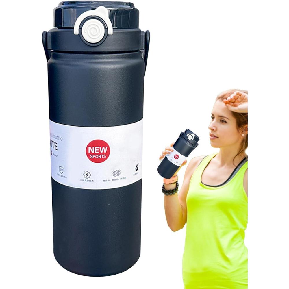 image:imageGourde Isotherme pour Boisson FroideGourde Sportive Rutilisable Theros AntiFuite pour Sport Randonne Pche cole Bureau Bb et Activits ExtrieuresNoir