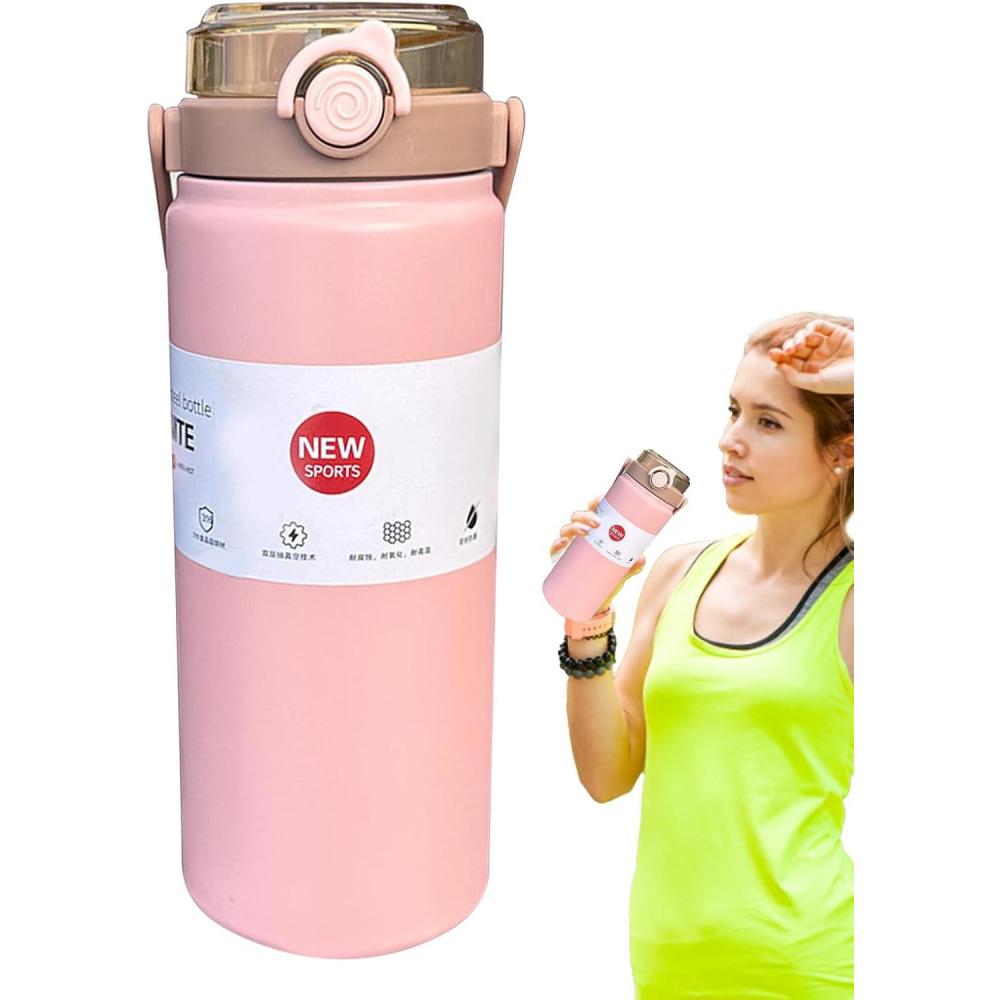 image:imageGourde Isotherme pour Boisson FroideGourde Sportive Rutilisable Theros AntiFuite pour Sport Randonne Pche cole Bureau Bb et Activits ExtrieuresRose
