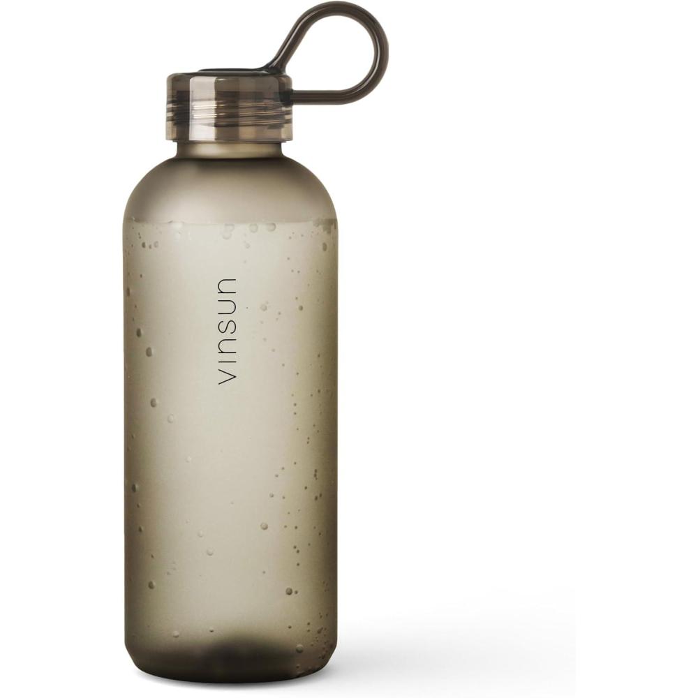 image:imageVINSUN Gourde Sport 650ml avec Poigne Rutilisable Sans BPA Tritan tanche Bouteille dEau lgre pour Sport Excursion cole BureauBeige