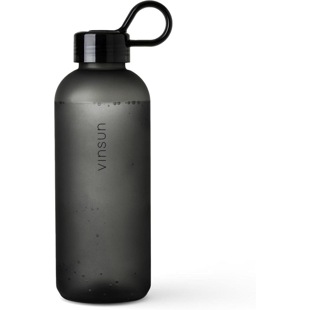 image:imageVINSUN Gourde Sport 650ml avec Poigne Rutilisable Sans BPA Tritan tanche Bouteille dEau lgre pour Sport Excursion cole BureauNoir