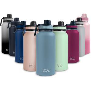 BOZ Gourde Isotherme En Acier Inoxydable 1L, Sans BPA, Isolation Sous Vide | Gourde Inox Avec Couvercle Anti Germe, Bouteille d&rsquo;Eau 1 Litre pour Bureau, Sport, Voiture, Randonnée, Gym (Bleu clair)(Bleu Ardoise)