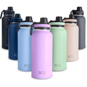 BOZ Gourde Isotherme En Acier Inoxydable 1L, Sans BPA, Isolation Sous Vide | Gourde Inox Avec Couvercle Anti Germe, Bouteille d&rsquo;Eau 1 Litre pour Bureau, Sport, Voiture, Randonnée, Gym (Bleu clair)(Lavande)