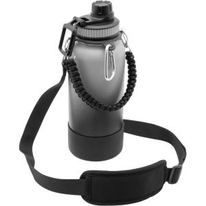 BOZ Gourde Isotherme En Acier Inoxydable 1L, Sans BPA, Isolation Sous Vide | Gourde Inox Avec Couvercle Anti Germe, Bouteille d&rsquo;Eau 1 Litre pour Bureau, Sport, Voiture, Randonnée, Gym (Bleu clair)(Sac de Transport (Noir))