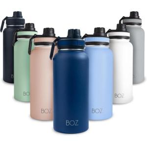 BOZ Gourde Isotherme En Acier Inoxydable 1L, Sans BPA, Isolation Sous Vide | Gourde Inox Avec Couvercle Anti Germe, Bouteille d&rsquo;Eau 1 Litre pour Bureau, Sport, Voiture, Randonnée, Gym (Bleu clair)(Bleu)