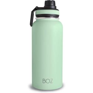 BOZ Gourde Isotherme En Acier Inoxydable 1L, Sans BPA, Isolation Sous Vide | Gourde Inox Avec Couvercle Anti Germe, Bouteille d&rsquo;Eau 1 Litre pour Bureau, Sport, Voiture, Randonnée, Gym (Bleu clair)(Verte)