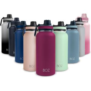 BOZ Gourde Isotherme En Acier Inoxydable 1L, Sans BPA, Isolation Sous Vide | Gourde Inox Avec Couvercle Anti Germe, Bouteille d&rsquo;Eau 1 Litre pour Bureau, Sport, Voiture, Randonnée, Gym (Bleu clair)(Prune)