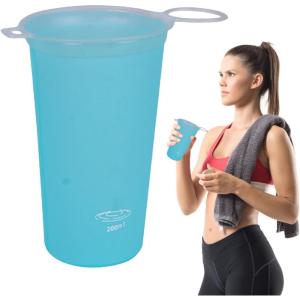 Bouteille d&rsquo;eau pliable, bouteille d&rsquo;eau sportive | Tasse de boisson douce extérieure avec grande bouche 200 ml,Coupe de boisson extérieure réutilisable pour courir, sac à dos,(Bleu Ciel)