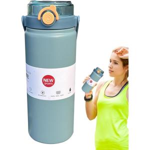 Gourde Isotherme pour Boisson Froide,Gourde Sportive Réutilisable | Theros Anti-Fuite pour Sport, Randonnée, Pêche, École, Bureau, Bébé et Activités Extérieures(Bleu)