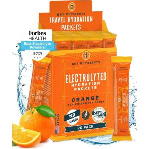 Key Nutrients Poudre d&rsquo;électrolytes – Orange – 20 portions – Électrolytes Sans Sucre – Poudre d&rsquo;électrolyte Keto : Sans gluten Sans Sucre – Additif : Magnésium, Potassium – Poudre d&rsquo;électrolytes