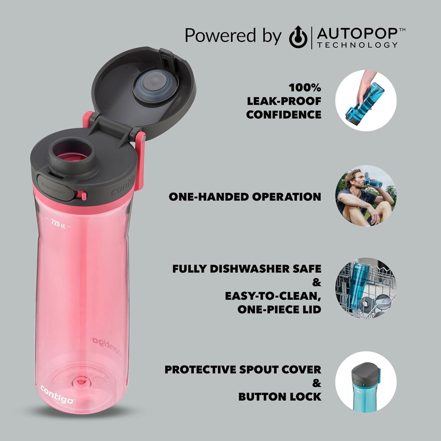 image:imageContigo Jackson Bouteille deau grande bouteille de 720 ml 100 tanche et compatible lavevaisselle idale pour le sport en plein air le cyclisme la gym la randonne le travail et lcoleFrost Rose