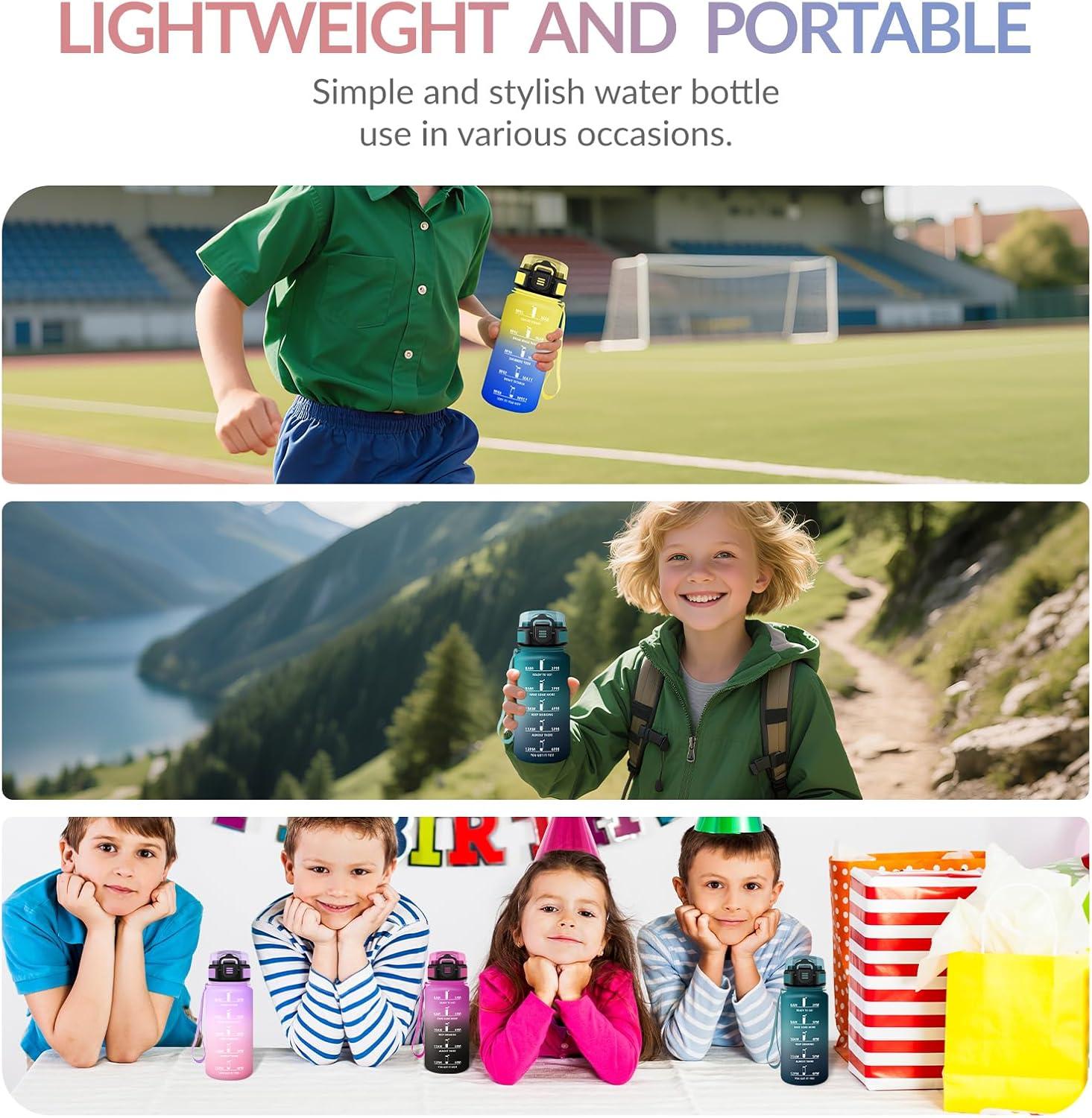 image:imageHoneyHolly Gourde Paille Gourde 500ml sans BPA ampamp tanches Bouteille Motivation Bouteille deau Avec Marqueur de Temps Petite Water Bottle pour Gym Ecole Cyclisme Plein Air SportHimmelrosa 500ml
