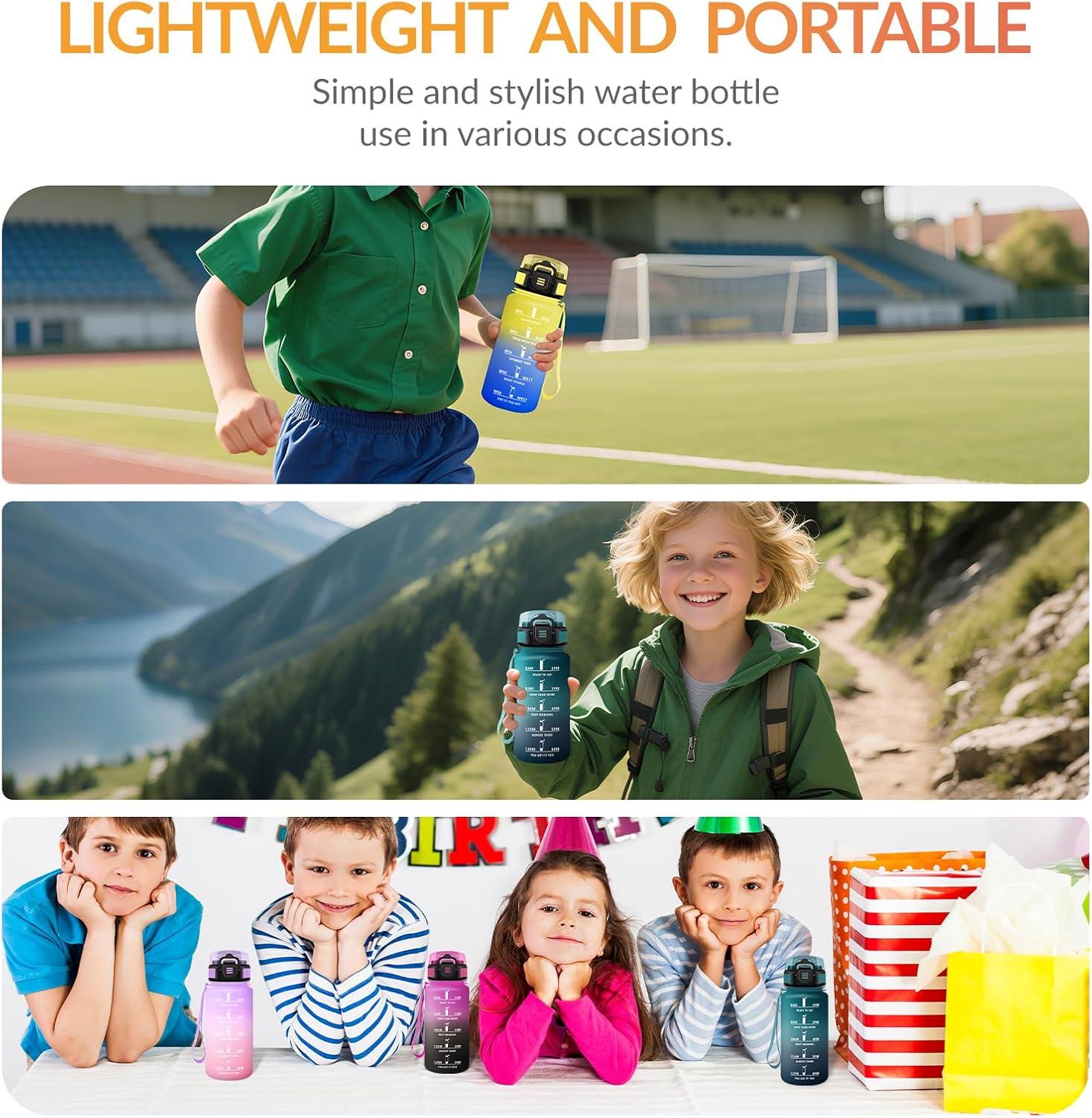 image:imageHoneyHolly Gourde Paille Gourde 500ml sans BPA ampamp tanches Bouteille Motivation Bouteille deau Avec Marqueur de Temps Petite Water Bottle pour Gym Ecole Cyclisme Plein Air SportAmbreorange 500 Ml