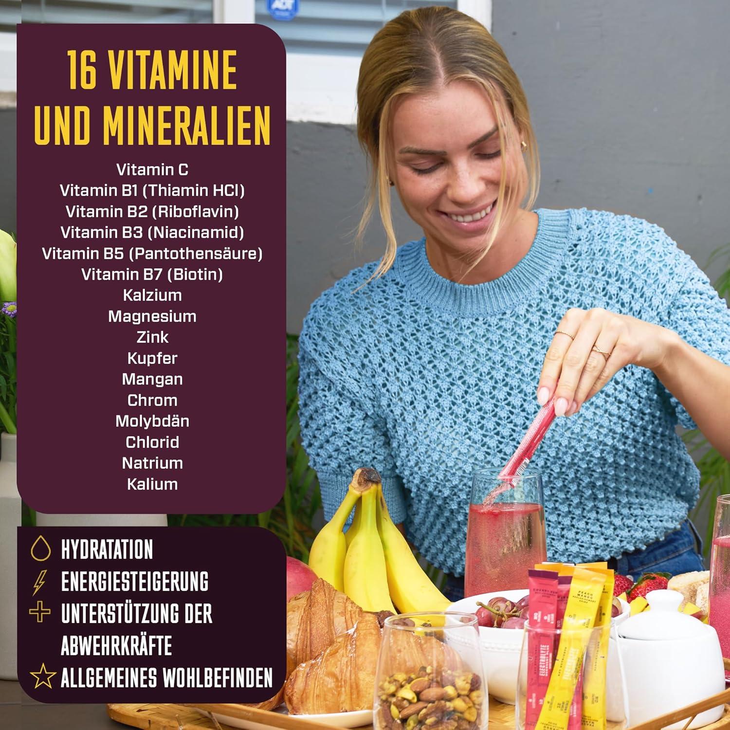 image:imageKey Nutrients Sachets dlectrolytes Poudre dlectrolytes multivitamines et minraux 10 portions de saveurs varies Sachets dhydratation Sachets de rhydratation surchargs avec 16 vitamines