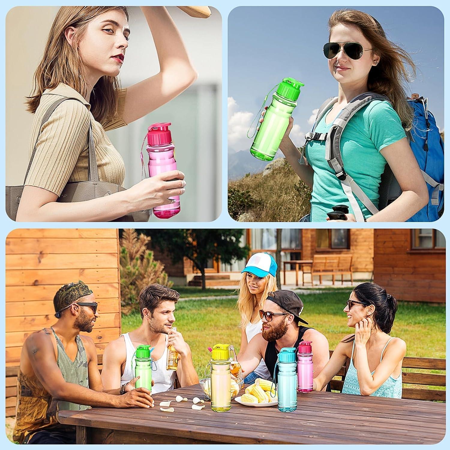 image:imageLot de 12 Gourdes en Plastique pour Enfants 500ml sans BPA Bouteilles dEau Rutilisables Transparentes et Colores avec Bouchon AntiFuite Idales pour lcole le Sport et le Voyage 4 Couleurs