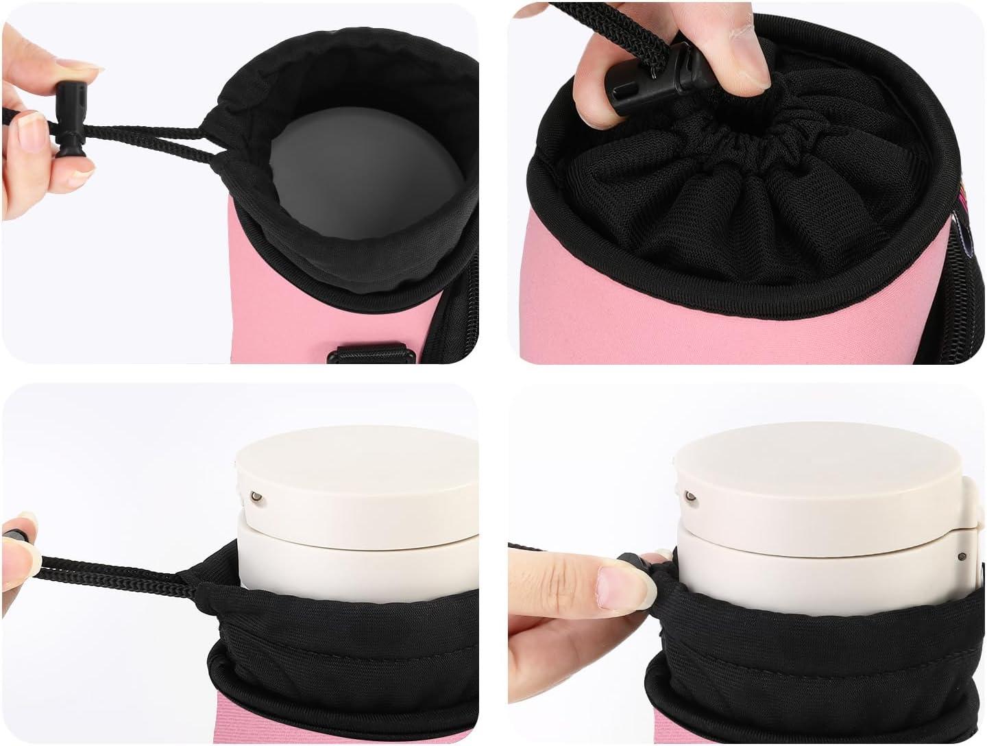 image:imageNuovoware Sac Bouteille en Noprne 750ml1000ml1800ml PorteBouteille avec BandoulireampampDragonne Ajustable Sac FourreTout avec Poche Accessoire Parfait pour Voyage Randonne CampingRose