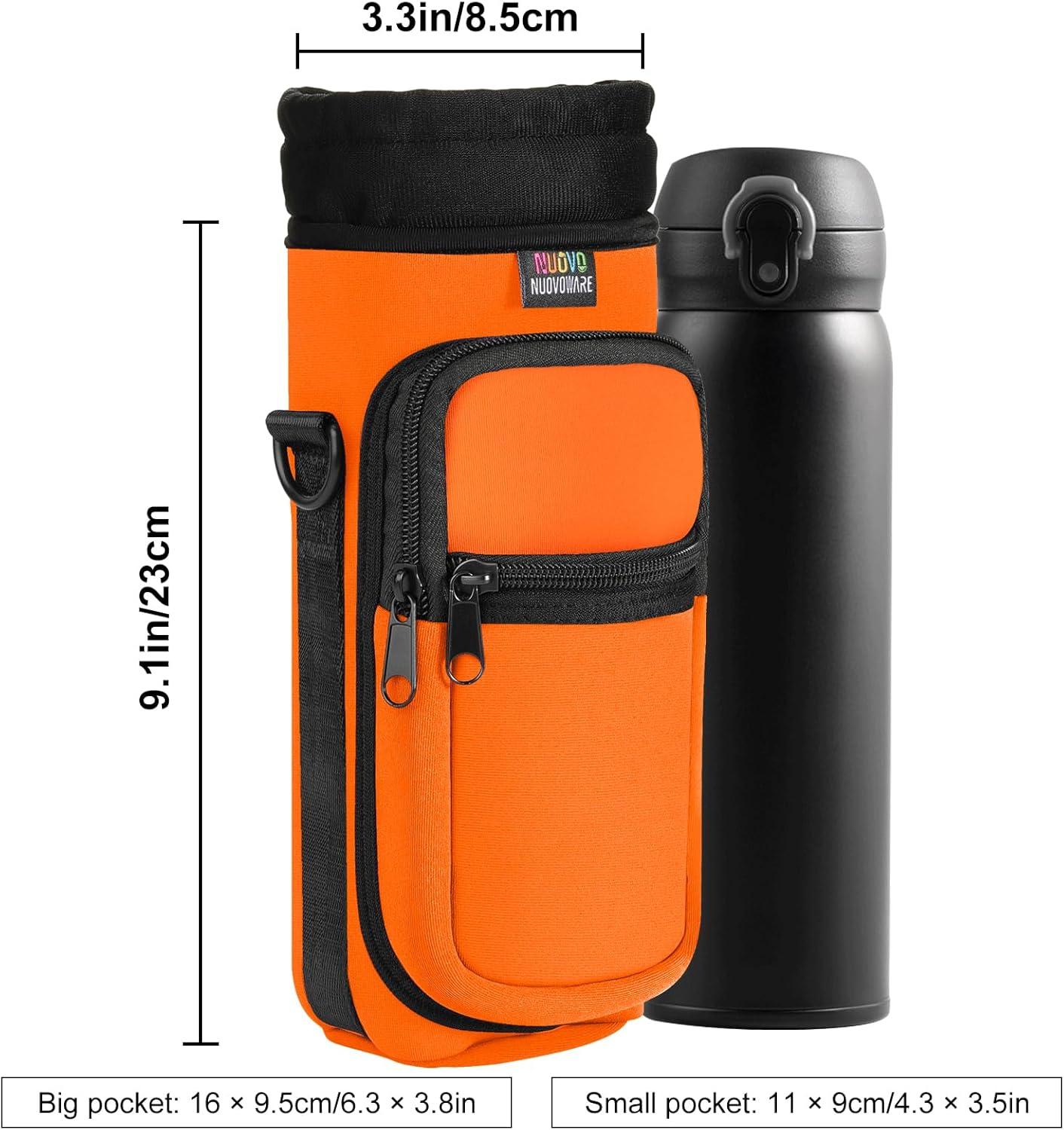 image:imageNuovoware Sac Bouteille en Noprne 750ml1000ml1800ml PorteBouteille avec BandoulireampampDragonne Ajustable Sac FourreTout avec Poche Accessoire Parfait pour Voyage Randonne CampingOrange