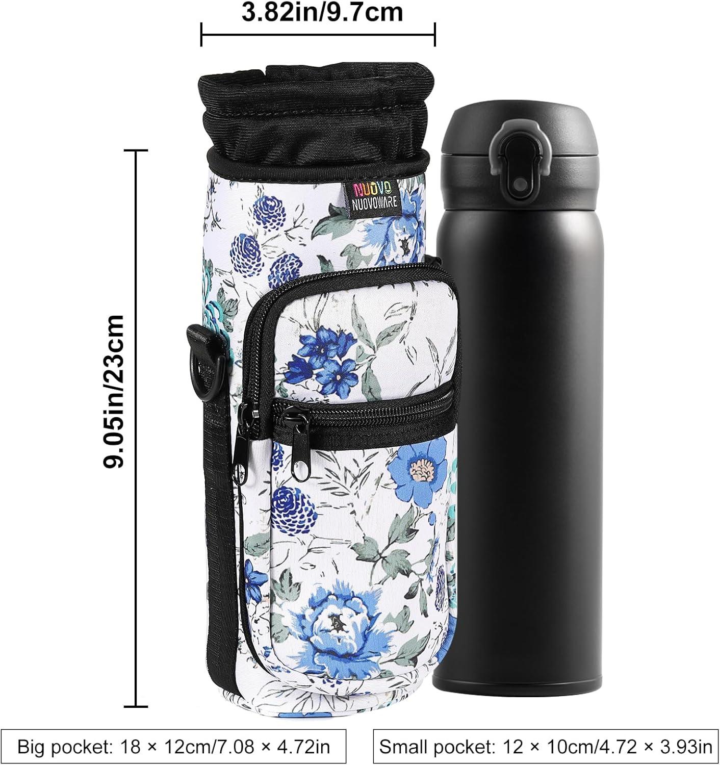 image:imageNuovoware Sac Bouteille en Noprne 750ml1000ml1800ml PorteBouteille avec BandoulireampampDragonne Ajustable Sac FourreTout avec Poche Accessoire Parfait pour Voyage Randonne CampingBlancBleu
