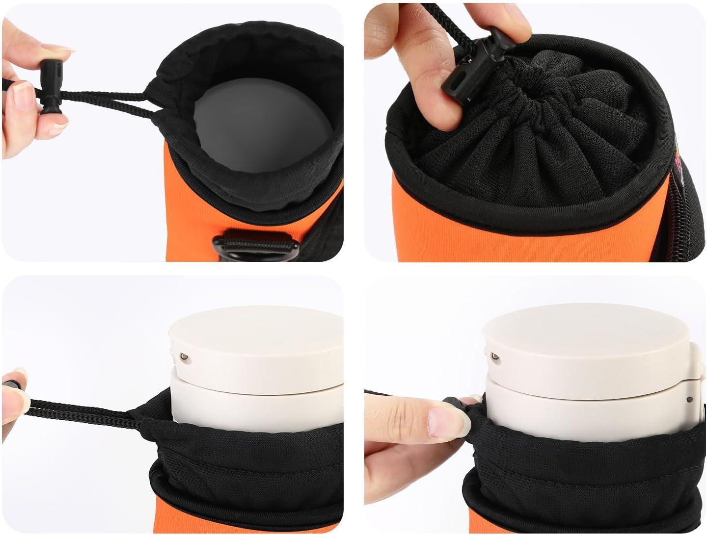 image:imageNuovoware Sac Bouteille en Noprne 750ml1000ml1800ml PorteBouteille avec BandoulireampampDragonne Ajustable Sac FourreTout avec Poche Accessoire Parfait pour Voyage Randonne CampingOrange