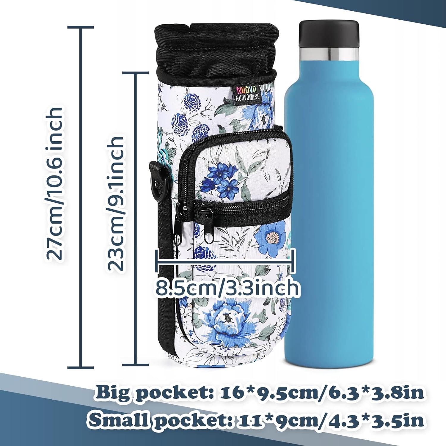 image:imageNuovoware Sac Bouteille en Noprne 750ml1000ml1800ml PorteBouteille avec BandoulireampampDragonne Ajustable Sac FourreTout avec Poche Accessoire Parfait pour Voyage Randonne CampingBlanc Bleu