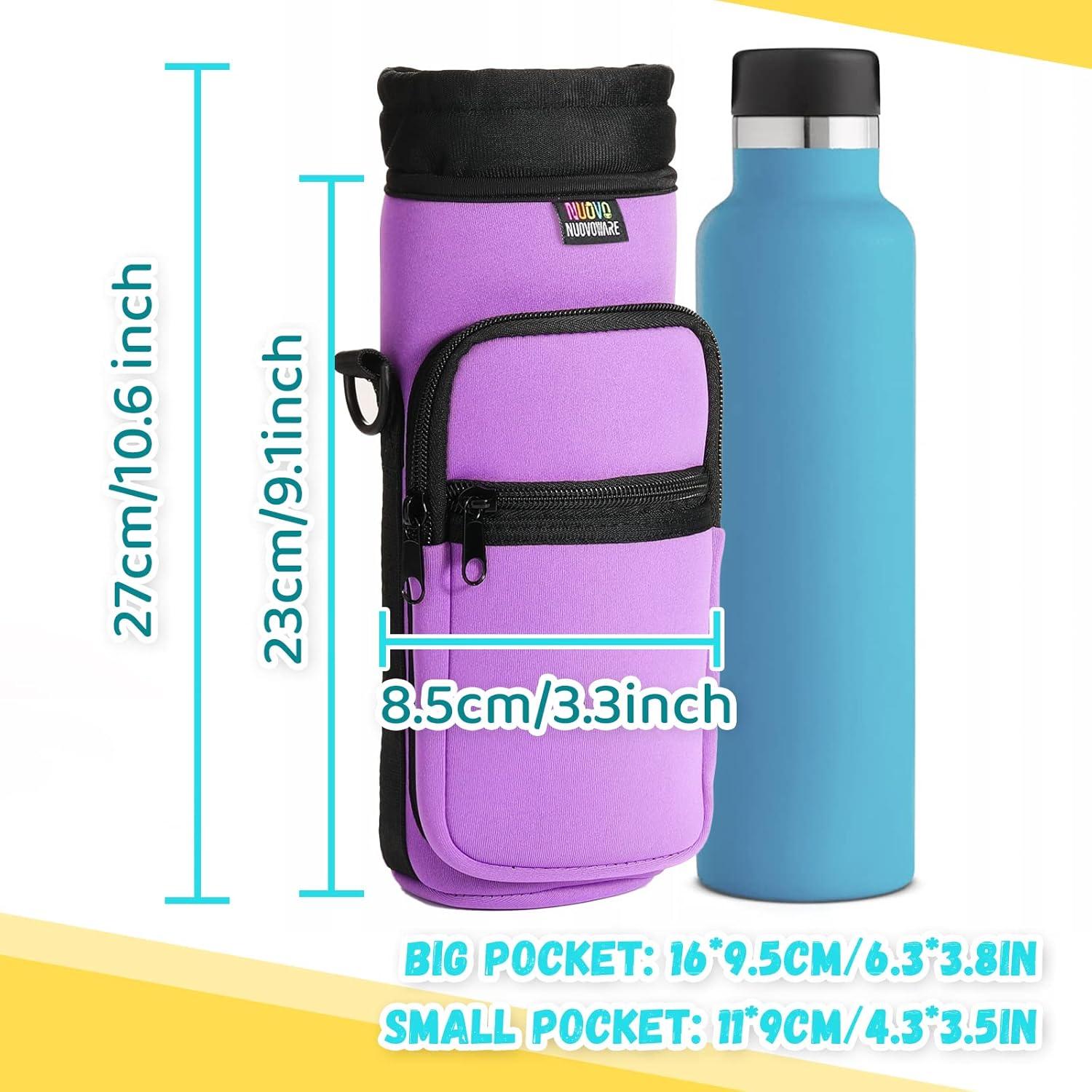 image:imageNuovoware Sac Bouteille en Noprne 750ml1000ml1800ml PorteBouteille avec BandoulireampampDragonne Ajustable Sac FourreTout avec Poche Accessoire Parfait pour Voyage Randonne CampingTaro Violet