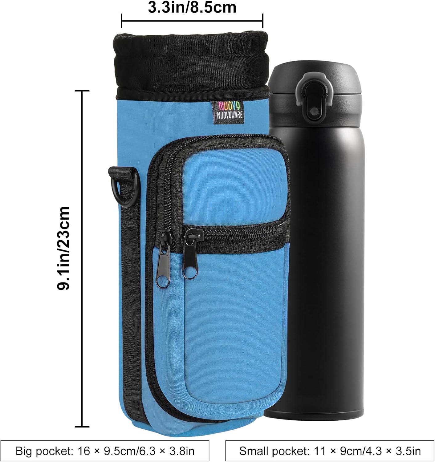 image:imageNuovoware Sac Bouteille en Noprne 750ml1000ml1800ml PorteBouteille avec BandoulireampampDragonne Ajustable Sac FourreTout avec Poche Accessoire Parfait pour Voyage Randonne CampingBleu Azur
