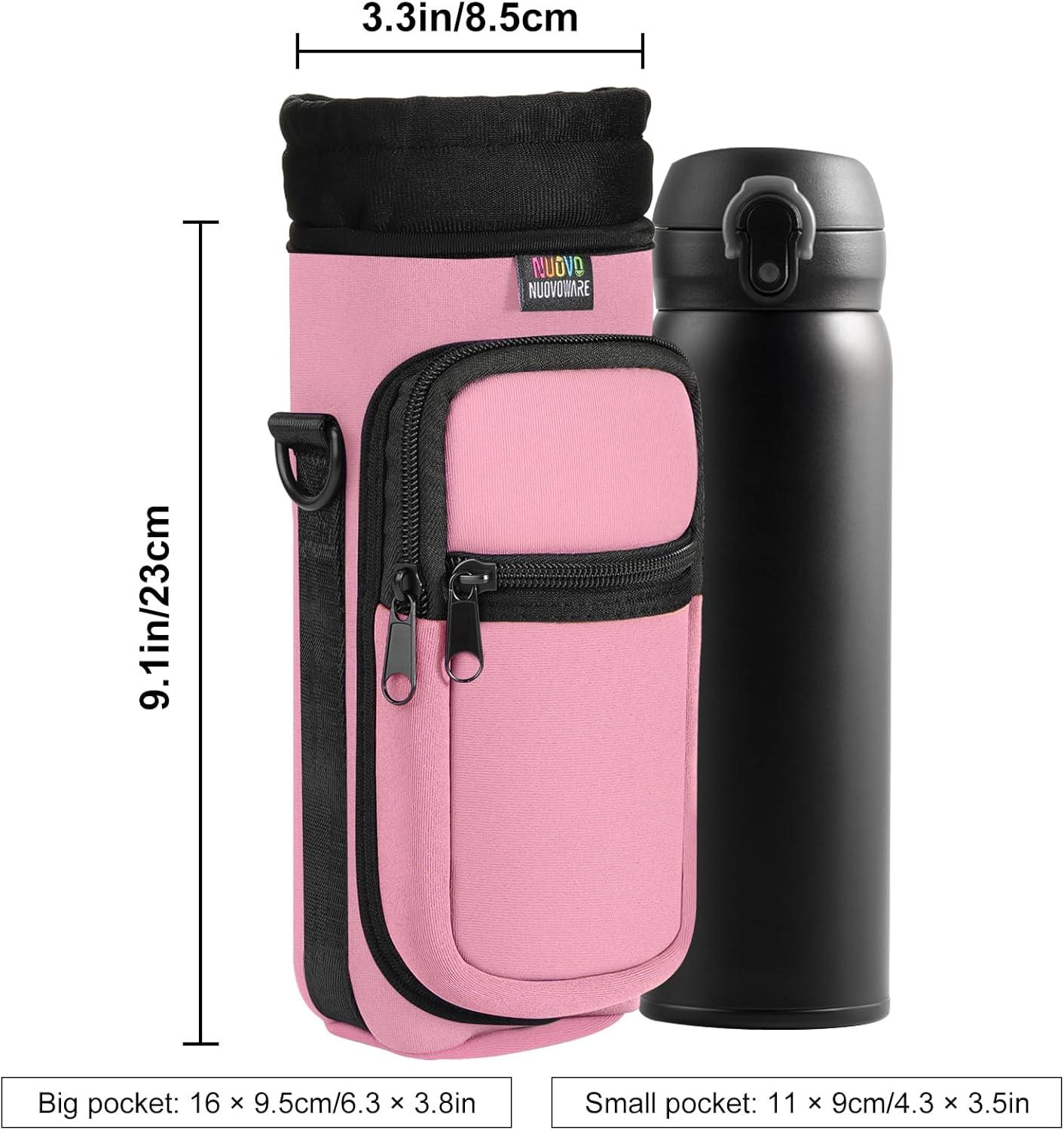 image:imageNuovoware Sac Bouteille en Noprne 750ml1000ml1800ml PorteBouteille avec BandoulireampampDragonne Ajustable Sac FourreTout avec Poche Accessoire Parfait pour Voyage Randonne CampingRose