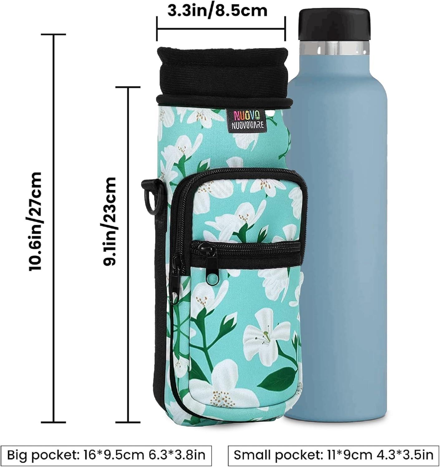image:imageNuovoware Sac Bouteille en Noprne 750ml1000ml1800ml PorteBouteille avec BandoulireampampDragonne Ajustable Sac FourreTout avec Poche Accessoire Parfait pour Voyage Randonne CampingLys Vert