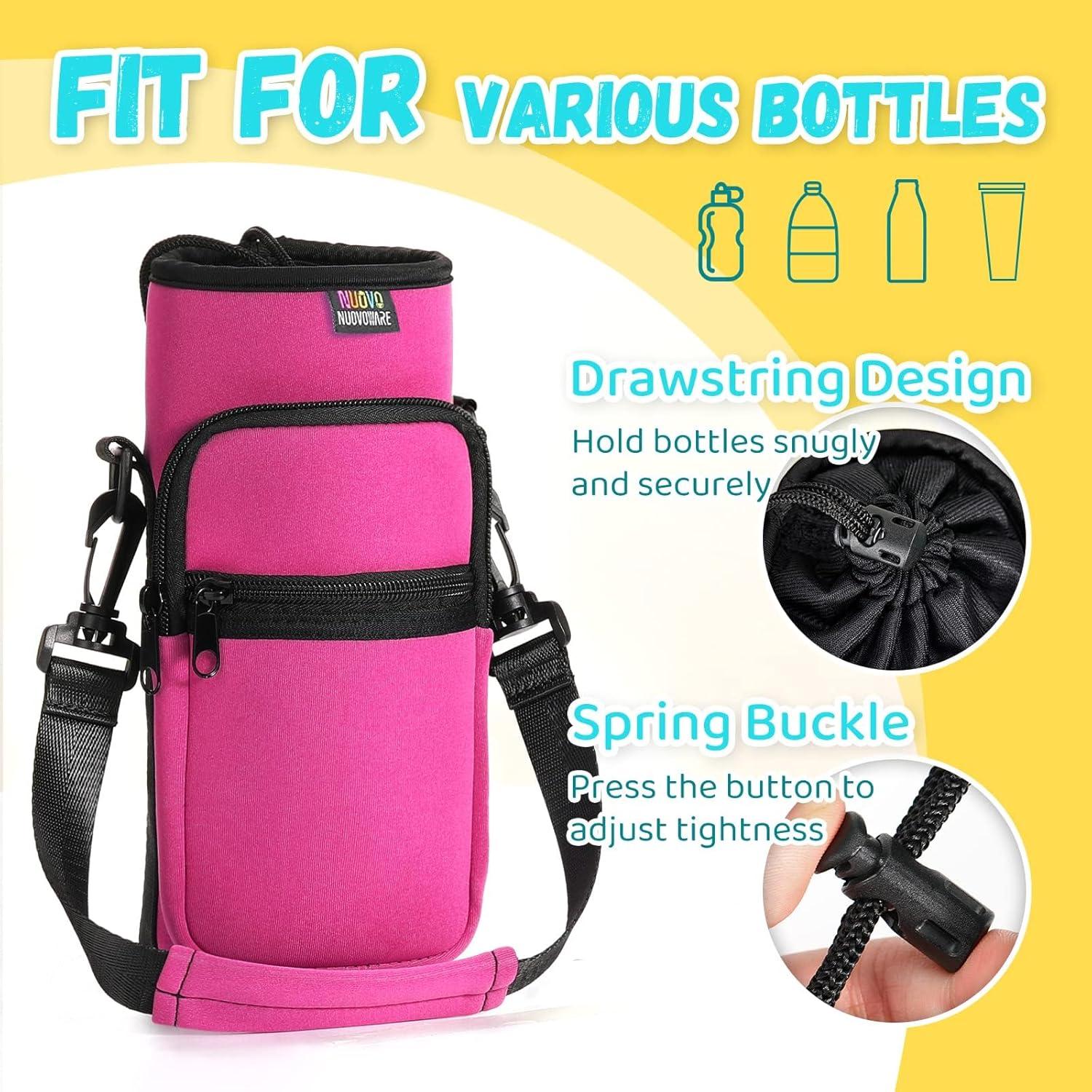image:imageNuovoware Sac Bouteille en Noprne 750ml1000ml1800ml PorteBouteille avec BandoulireampampDragonne Ajustable Sac FourreTout avec Poche Accessoire Parfait pour Voyage Randonne CampingRouge Prune