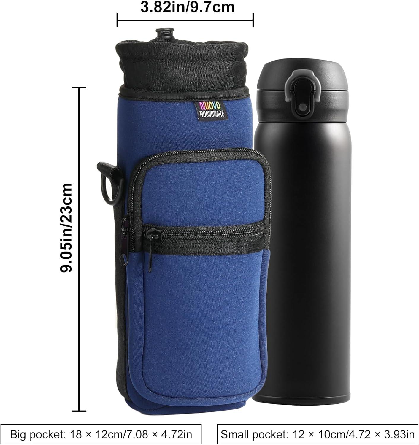 image:imageNuovoware Sac Bouteille en Noprne 750ml1000ml1800ml PorteBouteille avec BandoulireampampDragonne Ajustable Sac FourreTout avec Poche Accessoire Parfait pour Voyage Randonne CampingIndigo