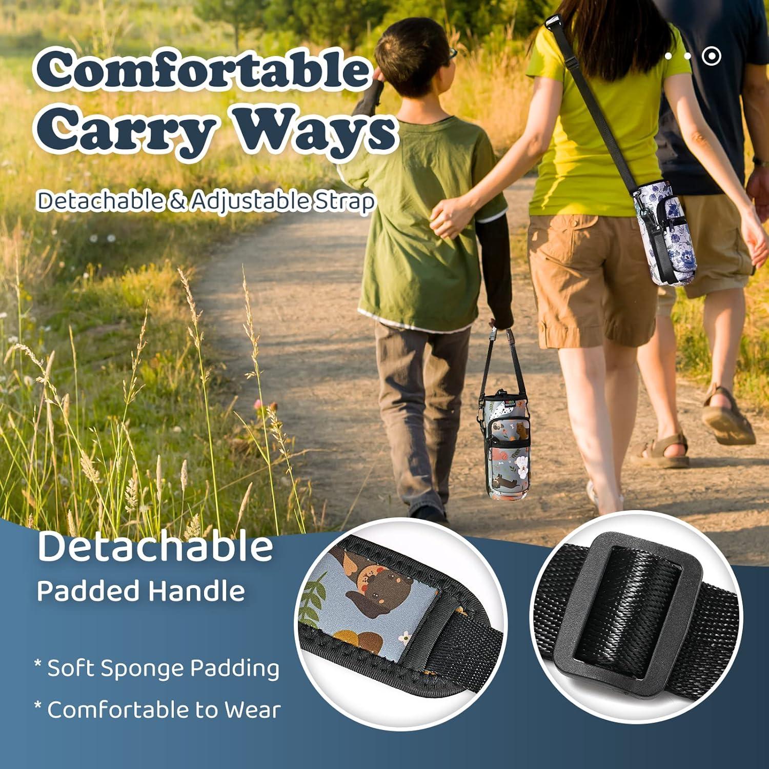 image:imageNuovoware Sac Bouteille en Noprne 750ml1000ml1800ml PorteBouteille avec BandoulireampampDragonne Ajustable Sac FourreTout avec Poche Accessoire Parfait pour Voyage Randonne CampingChien Gris