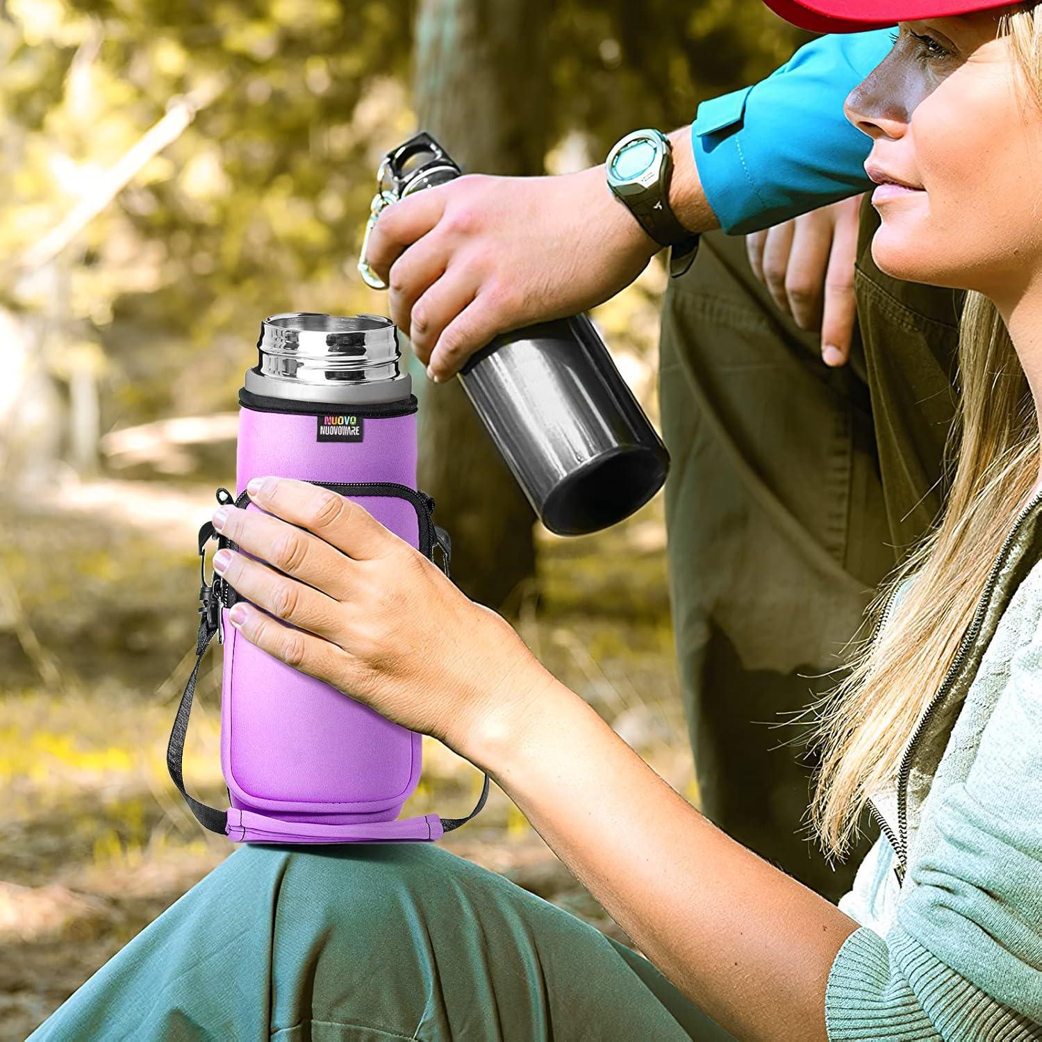 image:imageNuovoware Sac Bouteille en Noprne 750ml1000ml1800ml PorteBouteille avec BandoulireampampDragonne Ajustable Sac FourreTout avec Poche Accessoire Parfait pour Voyage Randonne CampingTaro Violet