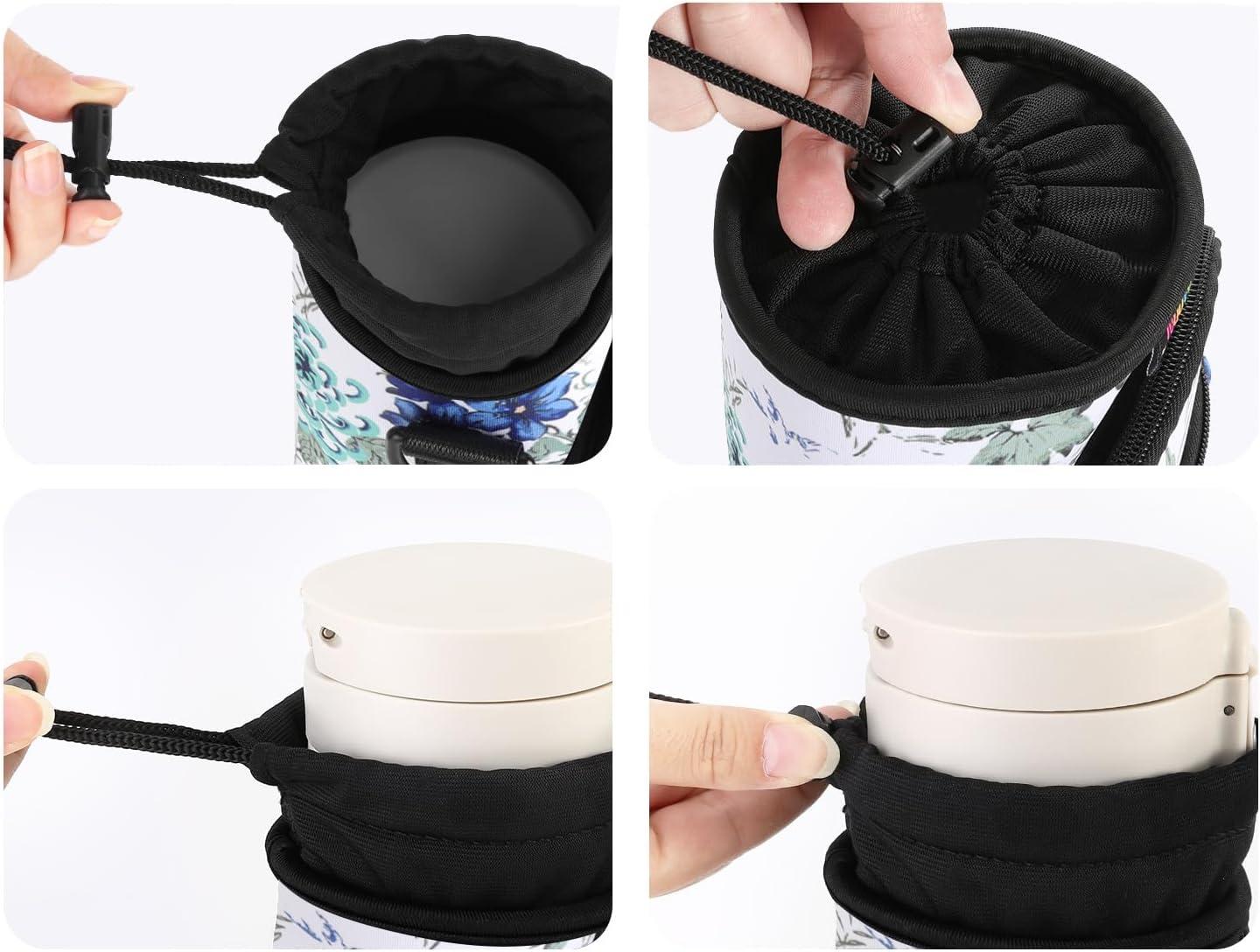 image:imageNuovoware Sac Bouteille en Noprne 750ml1000ml1800ml PorteBouteille avec BandoulireampampDragonne Ajustable Sac FourreTout avec Poche Accessoire Parfait pour Voyage Randonne CampingBlancBleu