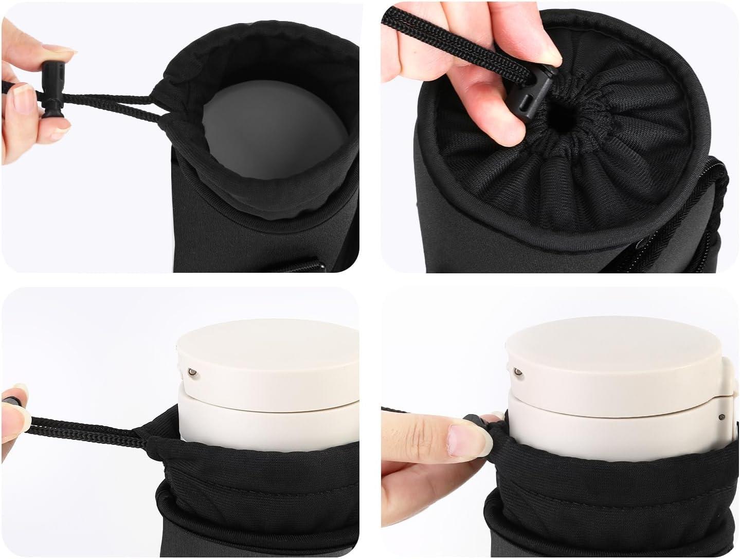 image:imageNuovoware Sac Bouteille en Noprne 750ml1000ml1800ml PorteBouteille avec BandoulireampampDragonne Ajustable Sac FourreTout avec Poche Accessoire Parfait pour Voyage Randonne CampingNoir