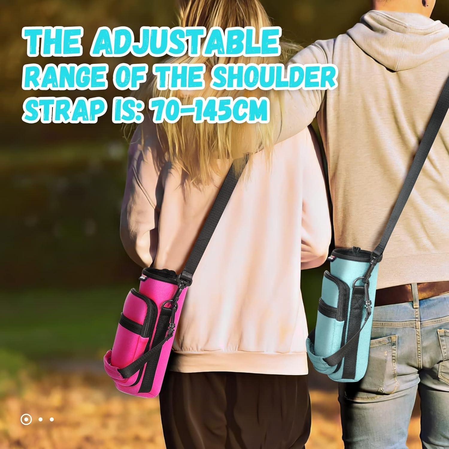 image:imageNuovoware Sac Bouteille en Noprne 750ml1000ml1800ml PorteBouteille avec BandoulireampampDragonne Ajustable Sac FourreTout avec Poche Accessoire Parfait pour Voyage Randonne CampingRouge Prune
