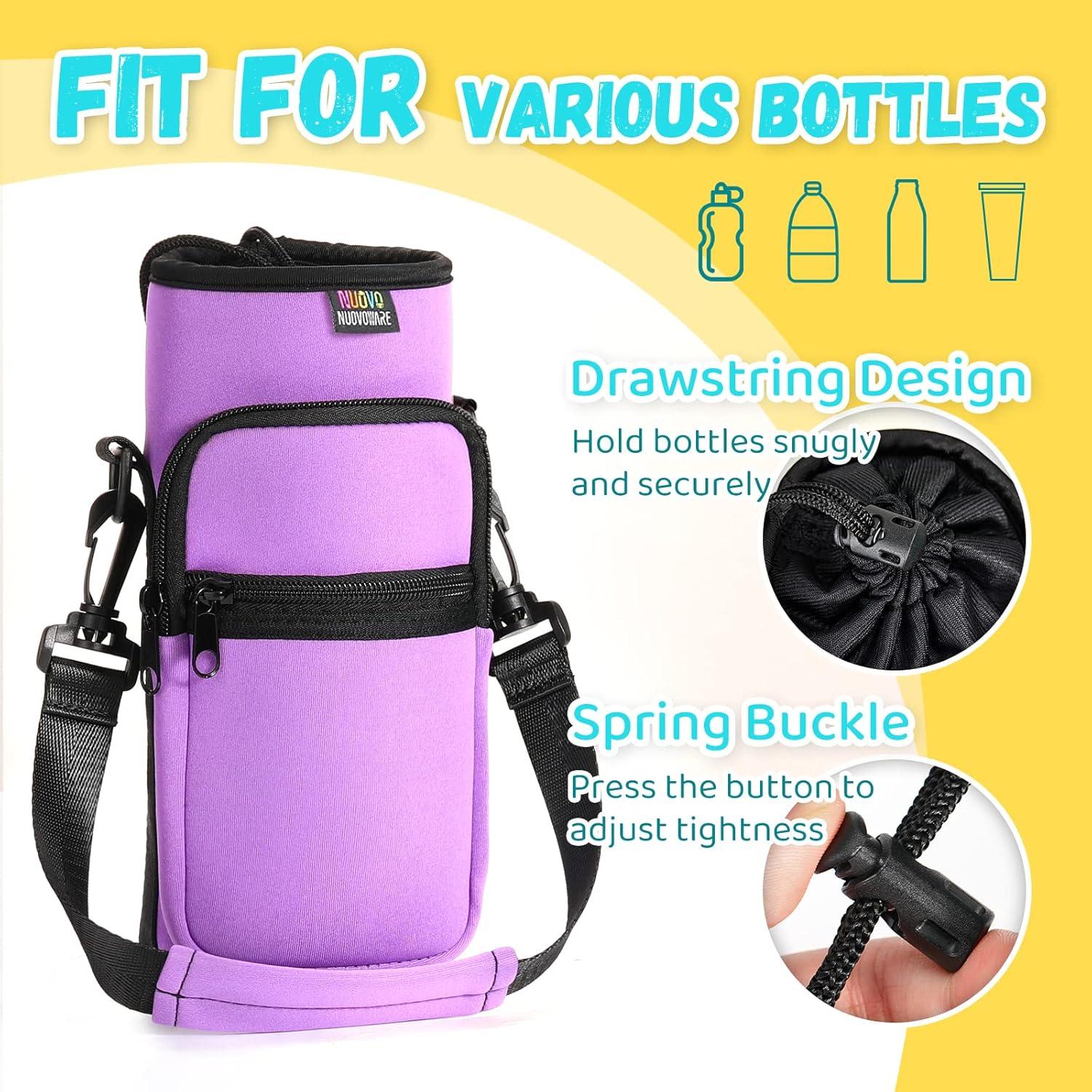 image:imageNuovoware Sac Bouteille en Noprne 750ml1000ml1800ml PorteBouteille avec BandoulireampampDragonne Ajustable Sac FourreTout avec Poche Accessoire Parfait pour Voyage Randonne CampingTaro Violet