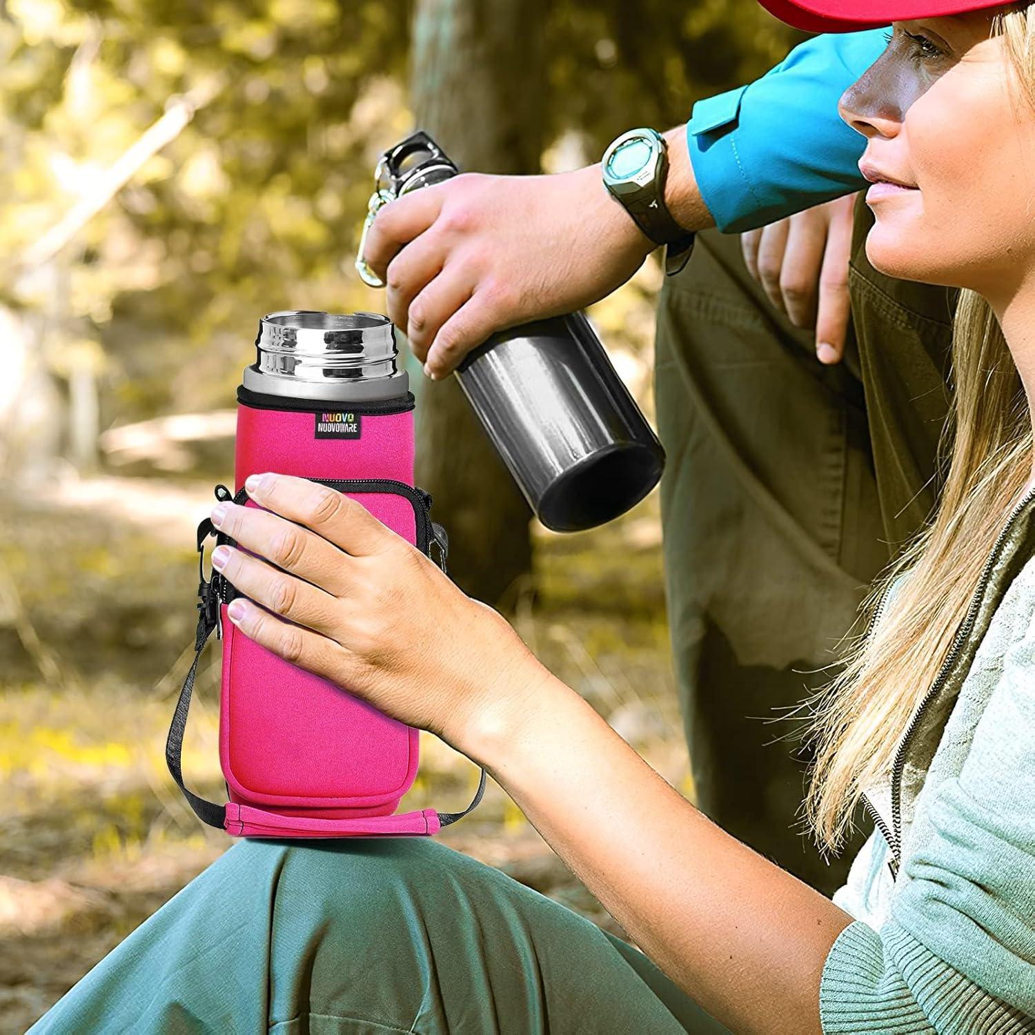 image:imageNuovoware Sac Bouteille en Noprne 750ml1000ml1800ml PorteBouteille avec BandoulireampampDragonne Ajustable Sac FourreTout avec Poche Accessoire Parfait pour Voyage Randonne CampingRouge Prune