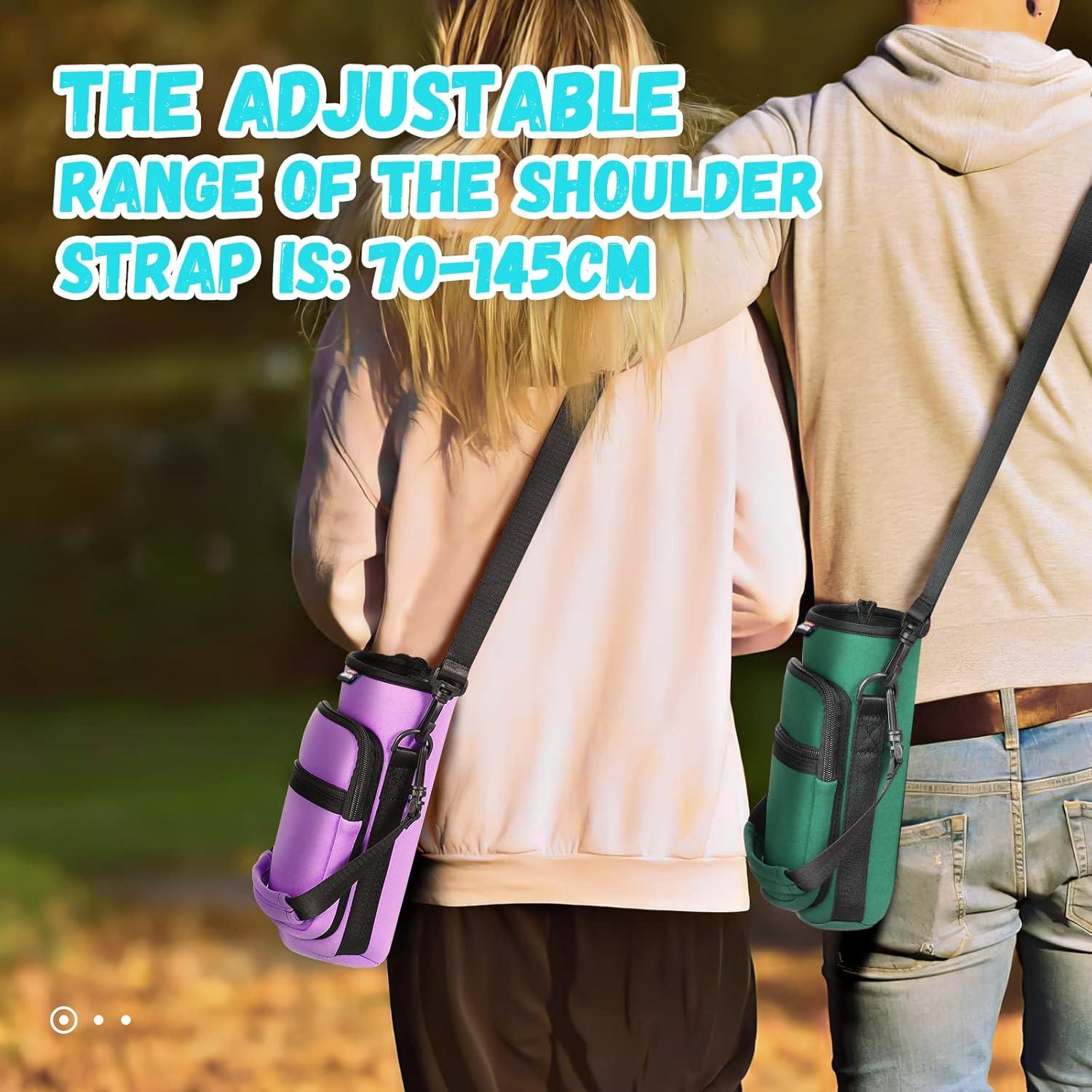 image:imageNuovoware Sac Bouteille en Noprne 750ml1000ml1800ml PorteBouteille avec BandoulireampampDragonne Ajustable Sac FourreTout avec Poche Accessoire Parfait pour Voyage Randonne CampingTaro Violet
