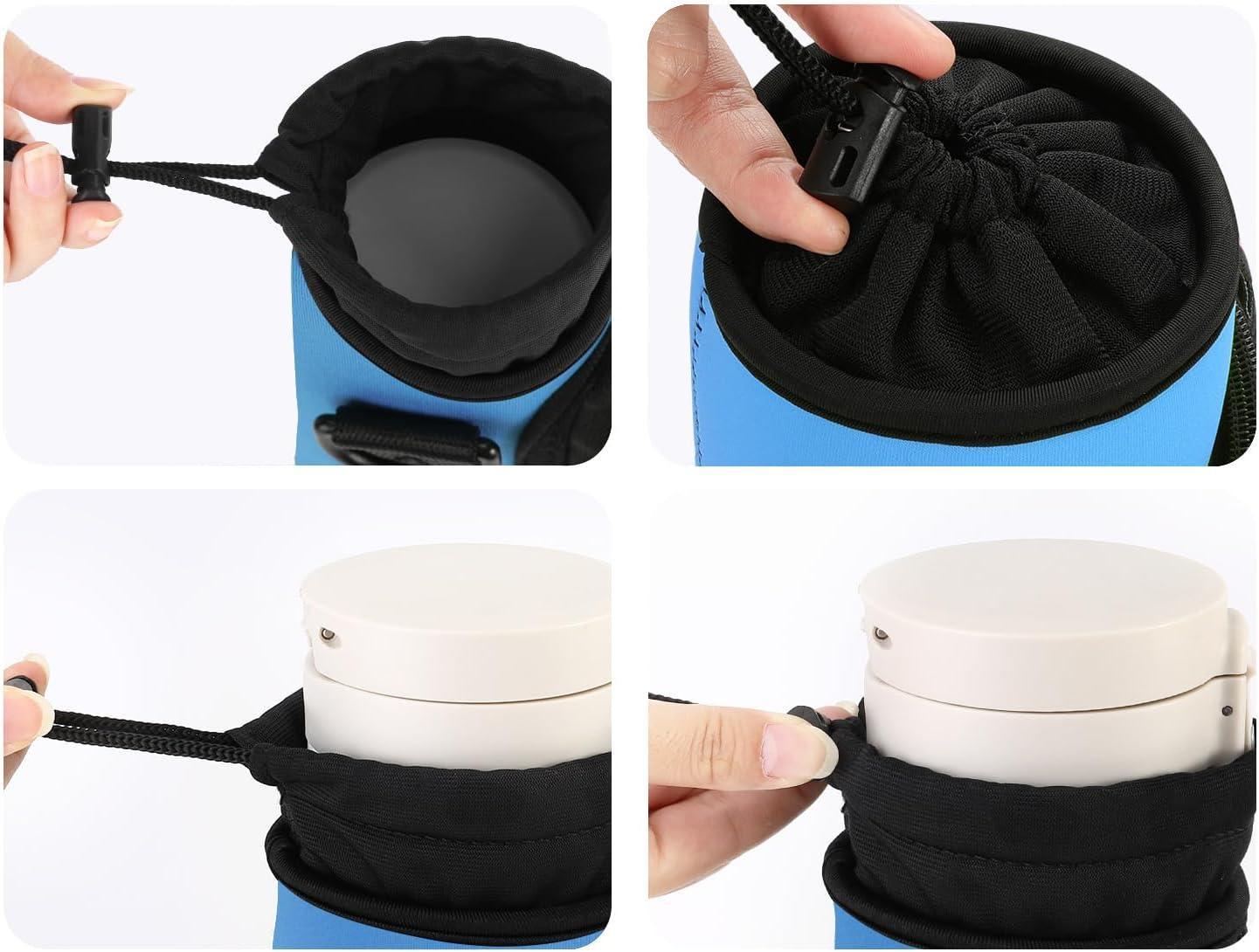 image:imageNuovoware Sac Bouteille en Noprne 750ml1000ml1800ml PorteBouteille avec BandoulireampampDragonne Ajustable Sac FourreTout avec Poche Accessoire Parfait pour Voyage Randonne CampingBleu Azur