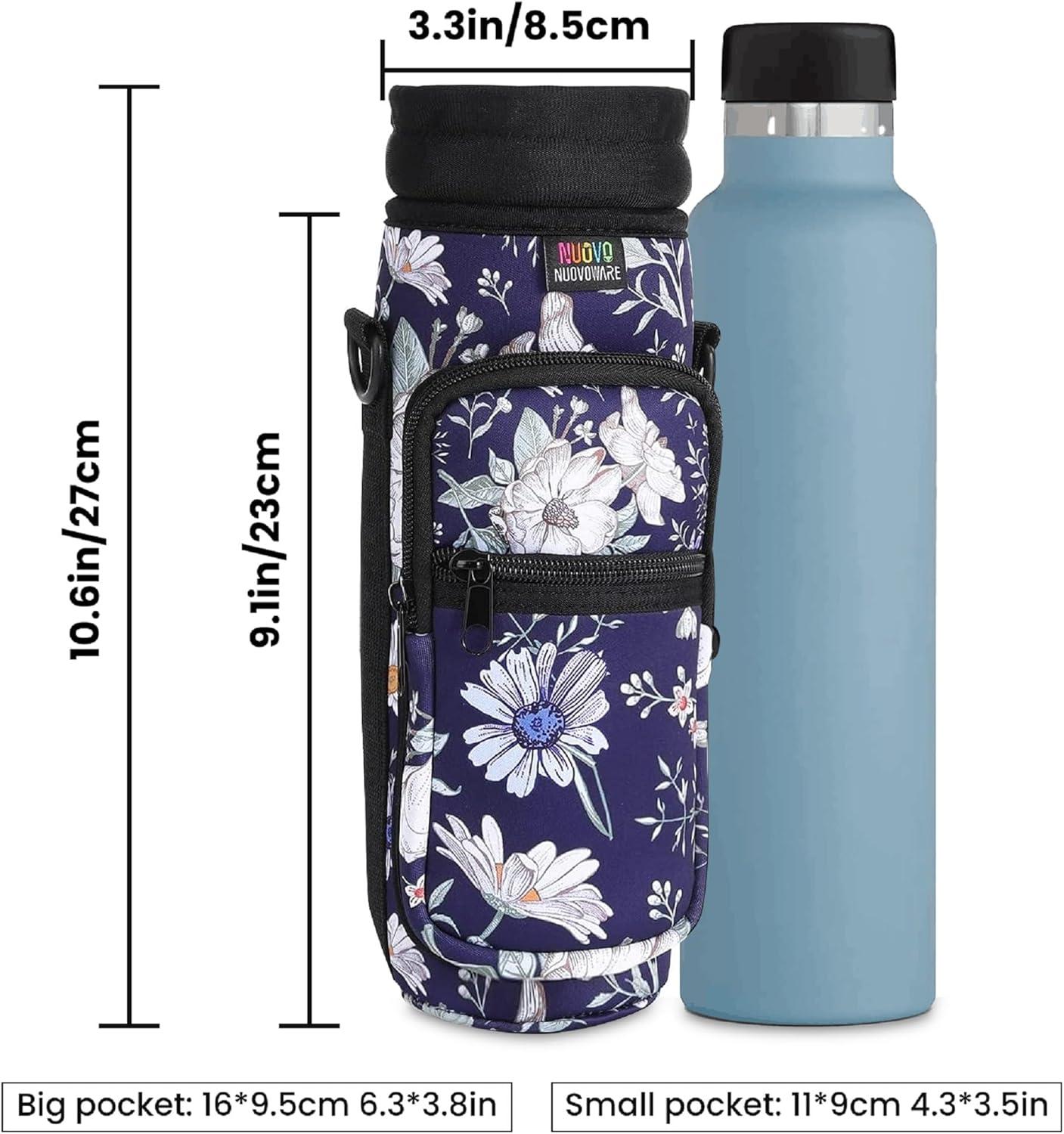 image:imageNuovoware Sac Bouteille en Noprne 750ml1000ml1800ml PorteBouteille avec BandoulireampampDragonne Ajustable Sac FourreTout avec Poche Accessoire Parfait pour Voyage Randonne CampingCosmos Bleu