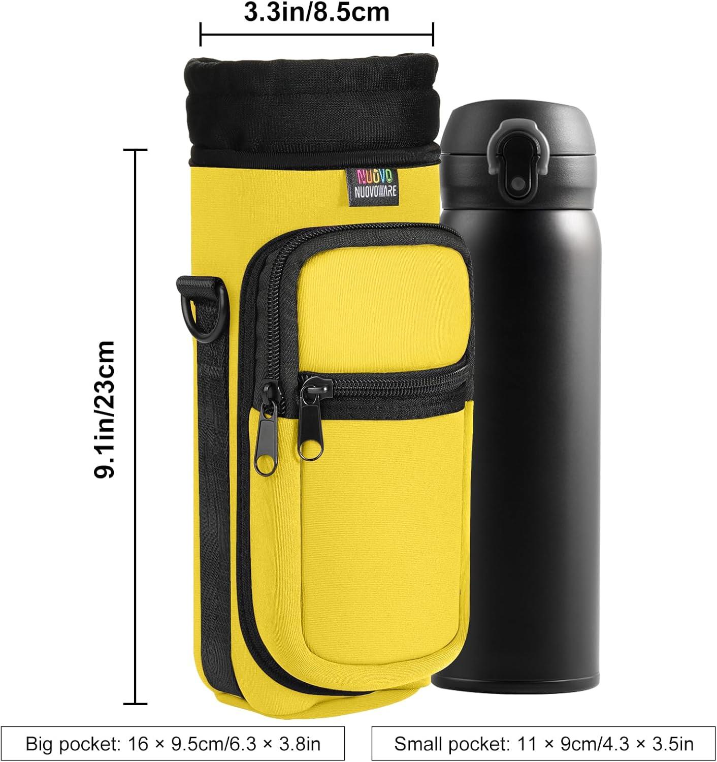 image:imageNuovoware Sac Bouteille en Noprne 750ml1000ml1800ml PorteBouteille avec BandoulireampampDragonne Ajustable Sac FourreTout avec Poche Accessoire Parfait pour Voyage Randonne CampingJaune