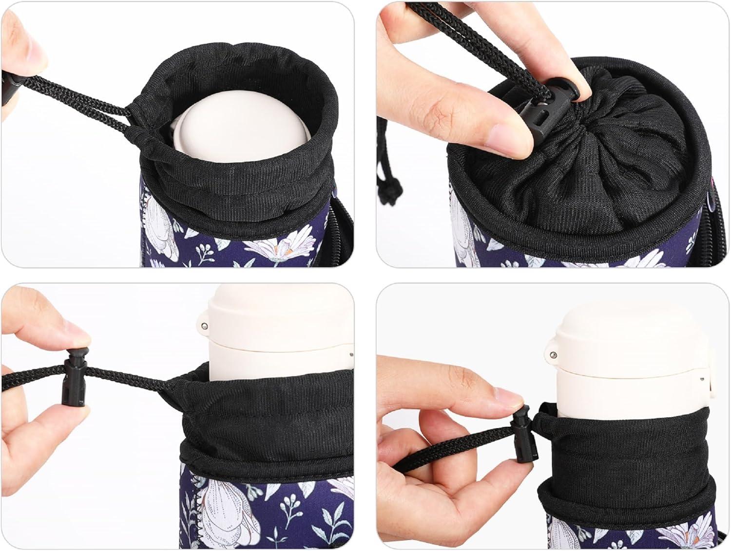 image:imageNuovoware Sac Bouteille en Noprne 750ml1000ml1800ml PorteBouteille avec BandoulireampampDragonne Ajustable Sac FourreTout avec Poche Accessoire Parfait pour Voyage Randonne CampingCosmos Bleu