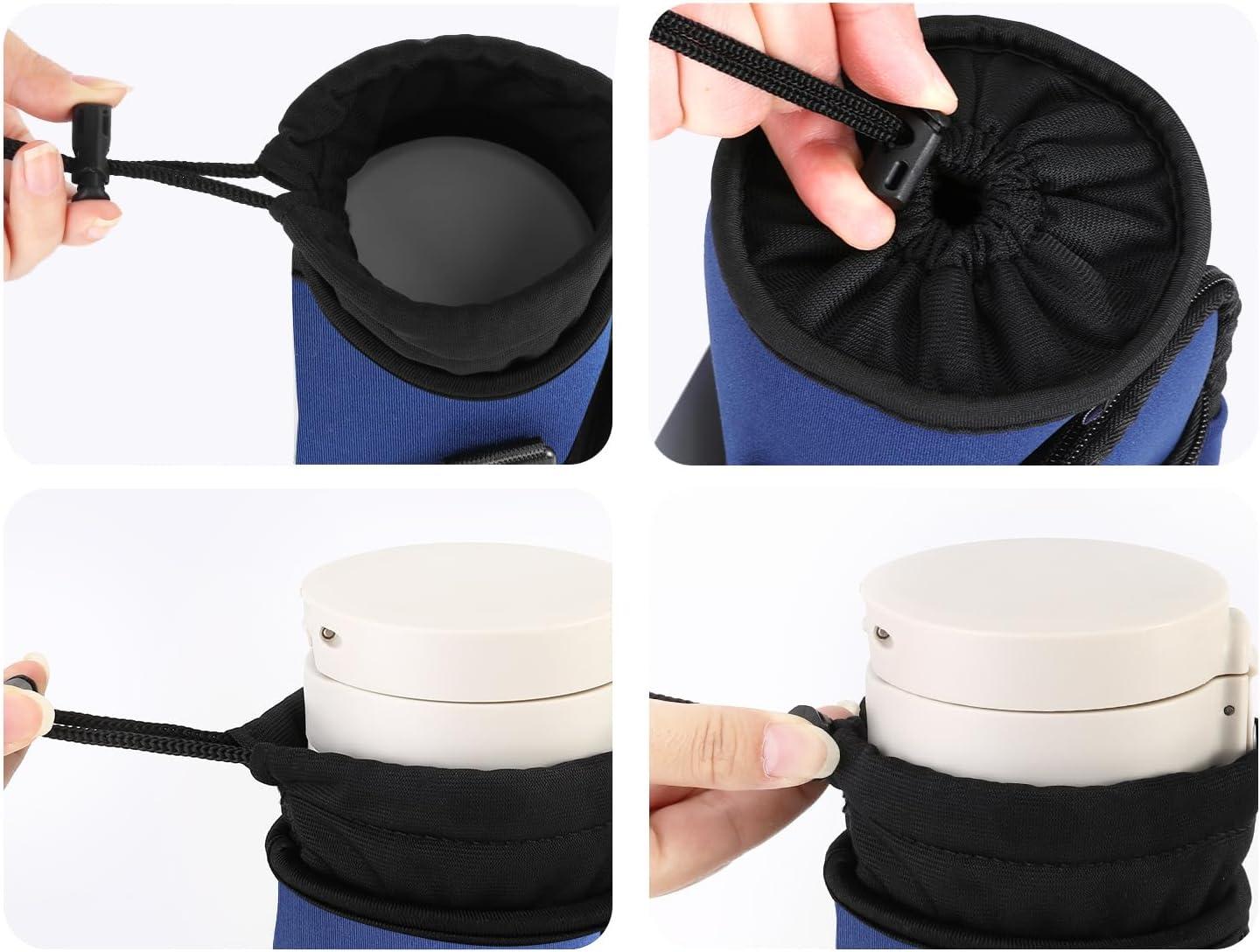 image:imageNuovoware Sac Bouteille en Noprne 750ml1000ml1800ml PorteBouteille avec BandoulireampampDragonne Ajustable Sac FourreTout avec Poche Accessoire Parfait pour Voyage Randonne CampingIndigo