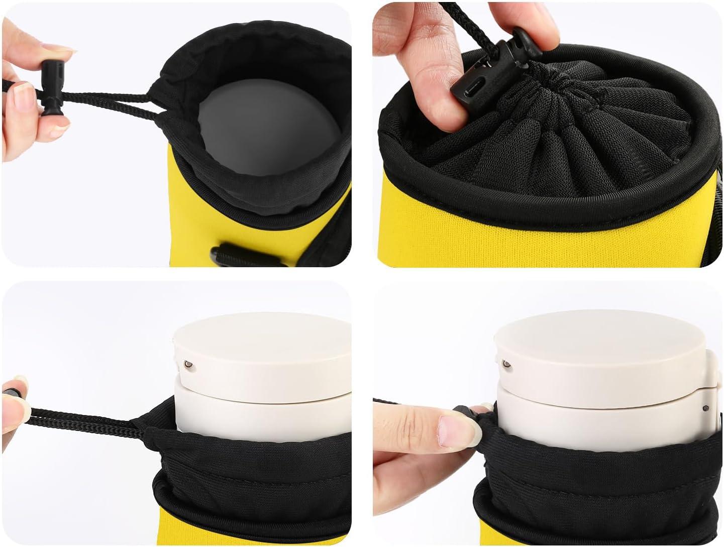 image:imageNuovoware Sac Bouteille en Noprne 750ml1000ml1800ml PorteBouteille avec BandoulireampampDragonne Ajustable Sac FourreTout avec Poche Accessoire Parfait pour Voyage Randonne CampingJaune