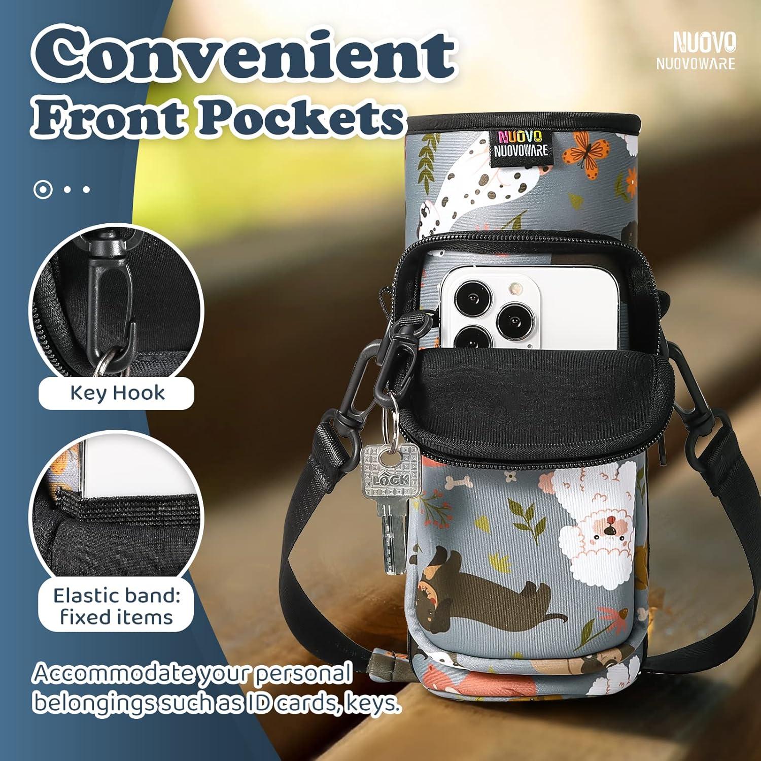 image:imageNuovoware Sac Bouteille en Noprne 750ml1000ml1800ml PorteBouteille avec BandoulireampampDragonne Ajustable Sac FourreTout avec Poche Accessoire Parfait pour Voyage Randonne CampingChien Gris