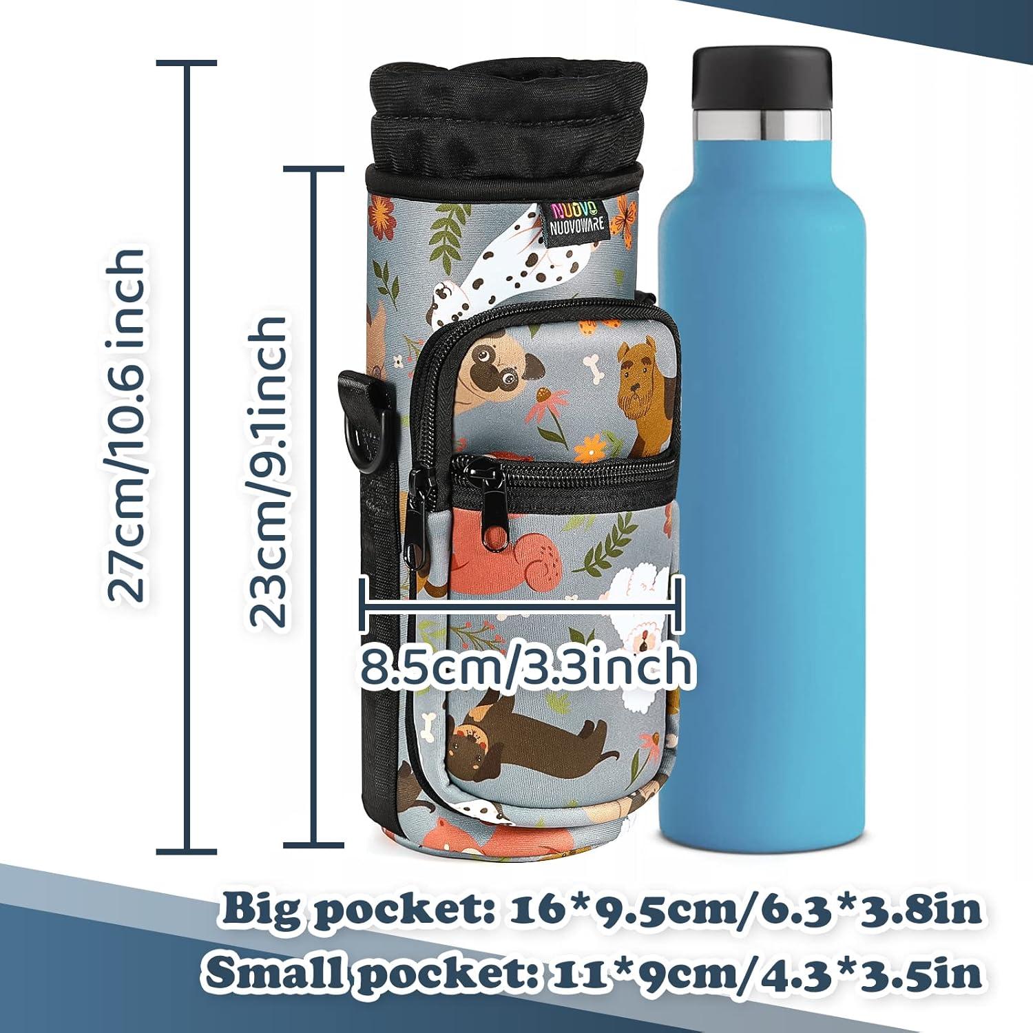 image:imageNuovoware Sac Bouteille en Noprne 750ml1000ml1800ml PorteBouteille avec BandoulireampampDragonne Ajustable Sac FourreTout avec Poche Accessoire Parfait pour Voyage Randonne CampingChien Gris