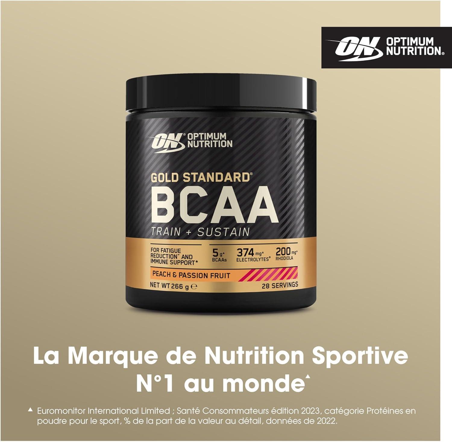 image:imageOptimum Nutrition Gold Standard BCAA en Poudre Got Pche et Fruit de la Passion 266g 28 Doses266 g Lot de 1