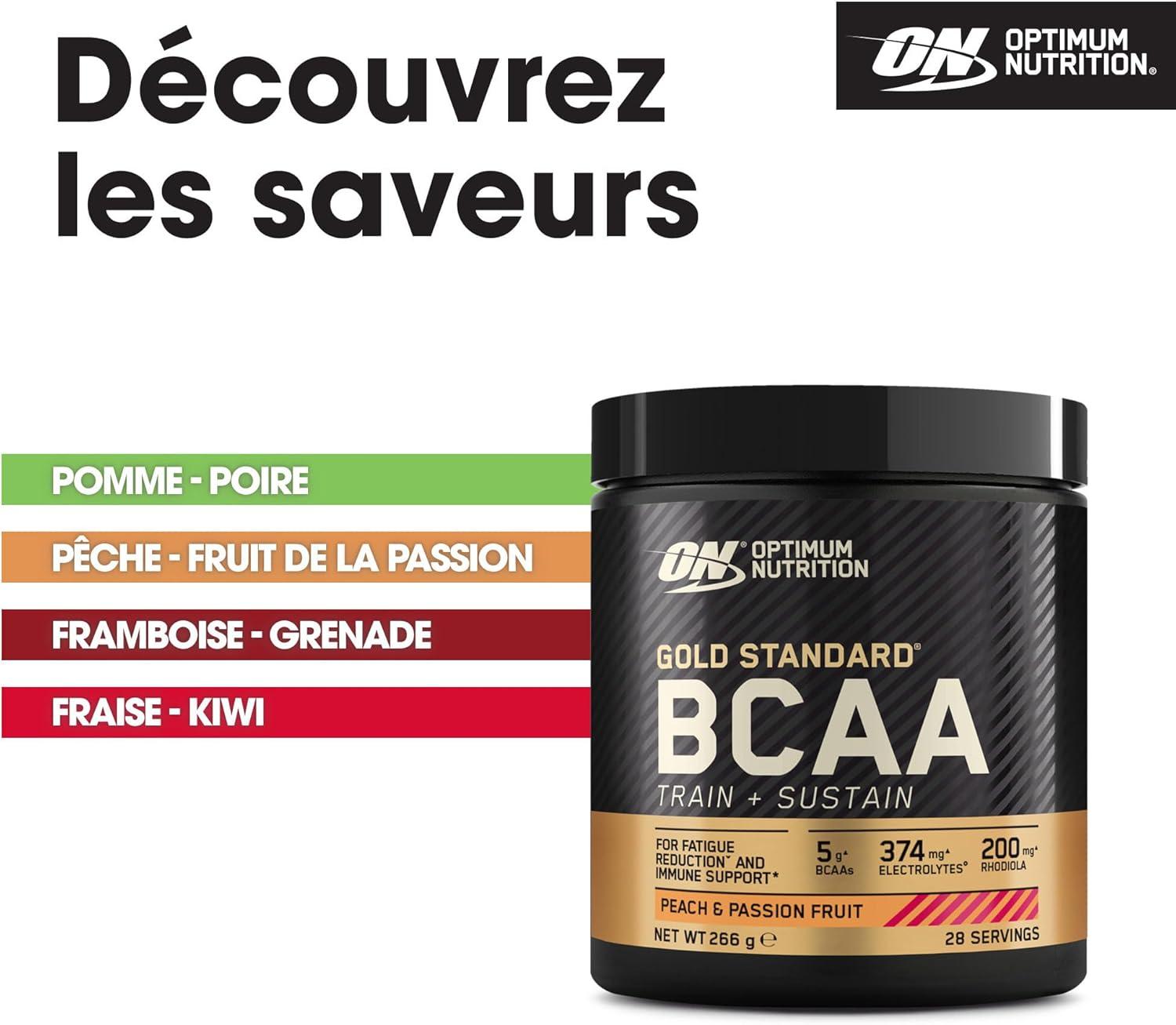 image:imageOptimum Nutrition Gold Standard BCAA en Poudre Got Pche et Fruit de la Passion 266g 28 Doses266 g Lot de 1