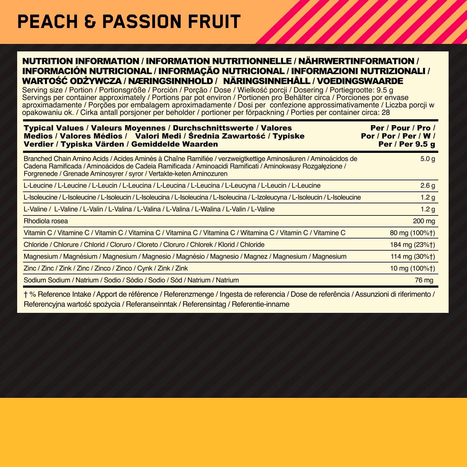image:imageOptimum Nutrition Gold Standard BCAA en Poudre Got Pche et Fruit de la Passion 266g 28 Doses266 g Lot de 1