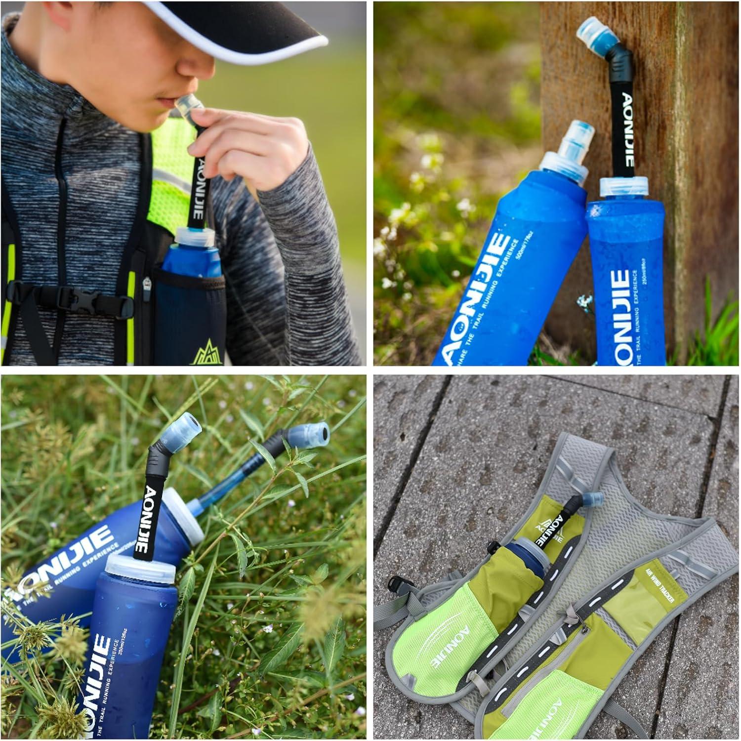image:imageTRIWONDER Gourde Souple Pliable Flasque Running Bouteille deau Poche Hydratation Rservoir deau Flacon pour Sport Utilisation en ExtrieurPaille